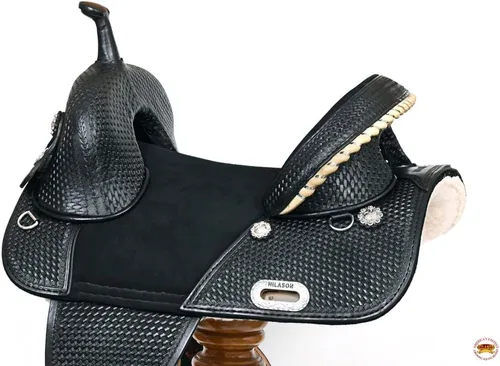 Vista 4 de HILASON Western Treeless Trail Barrel Saddle American Leather Negro