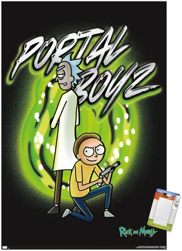 Vista 11 de Trends International Rick And Morty - Póster de pared de Portal Boyz, 22.37 x 34.00 pulgadas, versión enmarcada en bronce Versión con marco de bronce