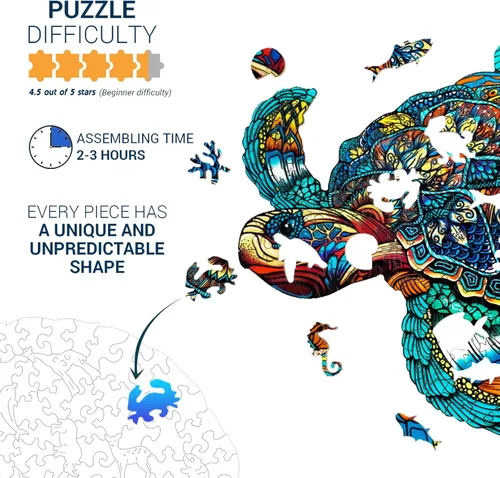 Vista 15 de Jigfoxy Rompecabezas de madera para adultos, rompecabezas de madera de colibrí, rompecabezas únicos con forma de animal, regalos de Navidad