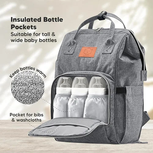Vista 2 de KeaBabies Mochila para pañales y funda de asiento de automóvil para bebés, bolsas de viaje impermeables multifuncionales para bebés, toldo