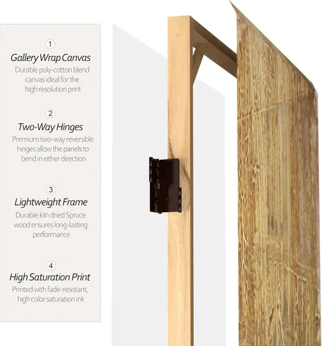 Vista 4 de Divisor de habitación de lona Sandy Meadow de doble cara de 6 pies de alto Prado arenoso