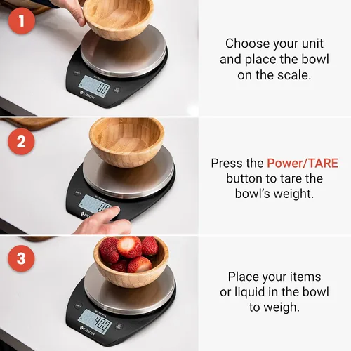 Vista 6 de Etekcity Báscula de alimentos de 0.1g, cuenco, gramos digitales y onzas para pérdida de peso, hacer dieta, hornear, cocinar y preparar comidas, 11