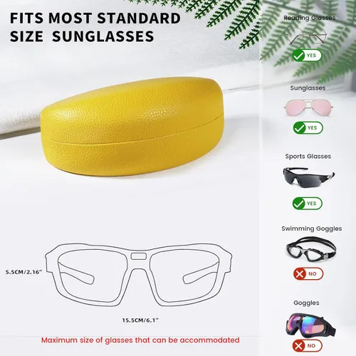 Vista 5 de molshine Estuche rígido para gafas de sol, estuche clásico para gafas de sol,Gafas con paño de limpieza,Bolsa