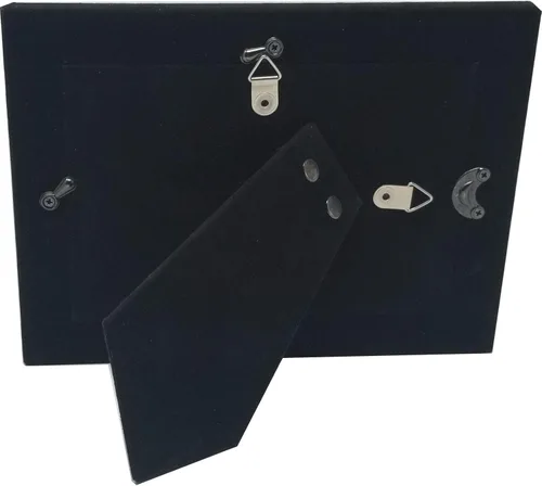 Vista 3 de Marco gris de aluminio anodizado para colgar o colocar sobre mesa personalizado para añadir texto personalizado para añadir tu texto personalizado