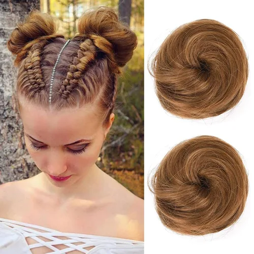 Vista 31 de REECHO Space Bun Hair Pieces, 2 piezas de mini clips de garra en moños desordenados y orejas de gato, extensiones de moño de cabello falso HB001