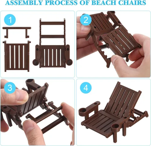 Vista 2 de Abaodam Mini decoración de casa de playa, mini piscina de natación con paraguas de silla de anillo, miniaturas de playa de verano, juego de piscina