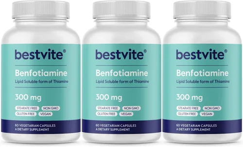 Vista 9 de Benfotiamina 300 mg (60 cápsulas vegetarianas) sin estearatos - sin dióxido de silicio - vegano - sin OMG - sin gluten