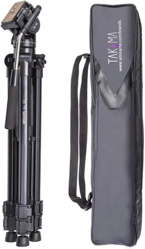 Vista 10 de Takama Trípode de cámara de vídeo con tapa de 3 secciones de 66" con cabezal de arrastre fluido