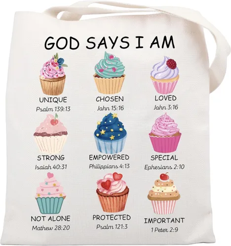 UJIMS Christian Baker Gift God Says I Am Baking Cupcake Lovers Tote Bag Cupcakes Jesus Baking Lover Bolso de mano para mujer