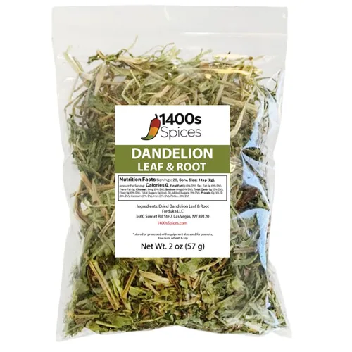 Diente de León Hoja y Raíz Suelta para Té de Hierbas, Diente de Leon Te Hoja Seca con Raices de 2oz 1400s Spices