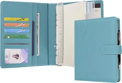 Vista 8 de WASON Carpeta de piel sintética A5 PU, Diario de anillo de cartera con papel punteado, Cuaderno rellenable para papel tamaño A5, Libreta