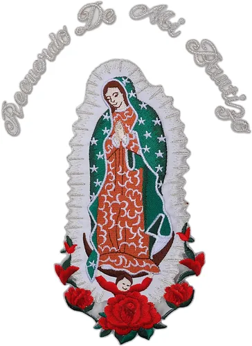 Vista 4 de Parche bordado para bautizo con la Virgen María, mi Señora de Guadalupe para planchar (plata, sin palabra, 4.75 x 2.75 pulgadas)