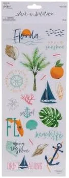 Vista 2 de Calcomanías de verano de Florida para diario, álbumes de recortes, tarjetas, artes y manualidades, 24 piezas