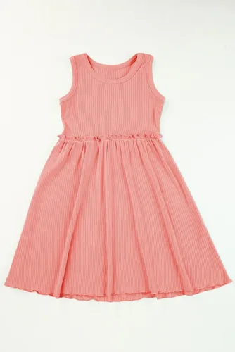 Vista 5 de blibean Vestido de verano sin mangas para niñas, trajes cómodos talla 4-13 años, A rosa