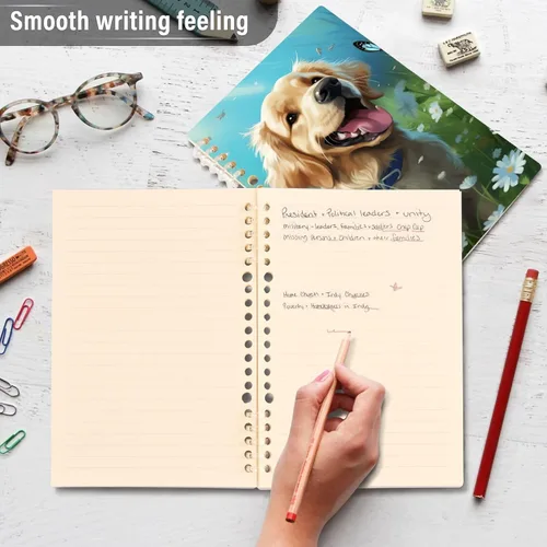 Vista 4 de UMIRIKO Cute Golden Retriever Dog Butterfly Spiral Notebook Journal College Ruled Notebook 8.3"x5.7" Journal with 60 Lined Pages A5 Spiral Notebooks