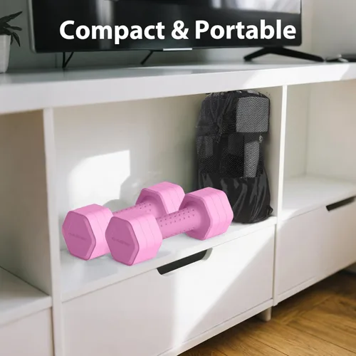 Vista 7 de Juego de 2 mancuernas ajustables, juego de mancuernas 4 en 1, pesas de mano para mujeres en casa, juego de mancuernas de 5 libras con mango cómodo