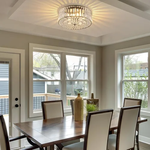 Vista 8 de Large Crystal Ceiling Light, 17.5" Black K9 Crystal Flush Mount Ceiling Light, 4-Light Round Luxury Light Fixture for Dining Room, Bedroom, Hotel