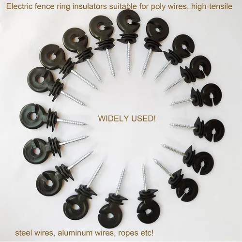 Vista 7 de Aislador eléctrico para cerca, aislador atornillado, anillo de valla de madera, aislador de poste con herramienta aislante para zócalo para cría
