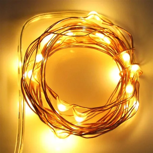 Vista 2 de Paquete de 4 luces LED de gota de rocío a pilas, mini luces de hadas para interiores con función de temporizador, para bodas, hogar, fiestas