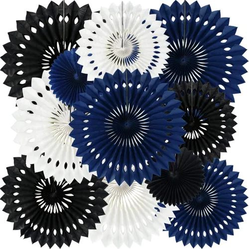 Vista 30 de BEISHIDA Juego de decoración de abanicos de papel redondos de panal de abeja para Año Nuevo, graduación, cumpleaños, boda, despedida de soltera