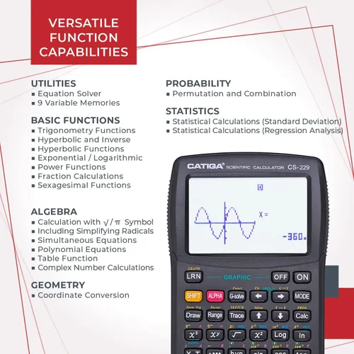 Vista 4 de Calculadora científica CATIGA con funciones gráficas, múltiples modos con interfaz de usuario intuitiva para principiantes y cursos avanzados