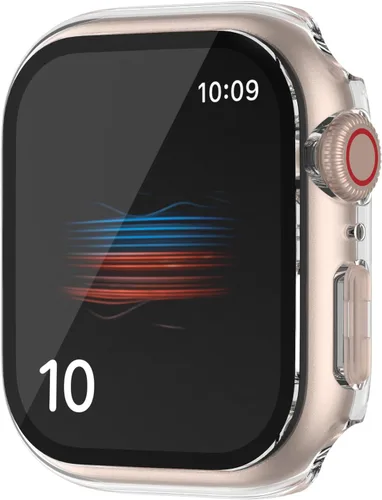 Vista 8 de HANKN Estuche duro mate para Apple Watch Series 7 8 9 41mm, protector de pantalla de vidrio templado, estuche con cobertura completa, amortiguador a