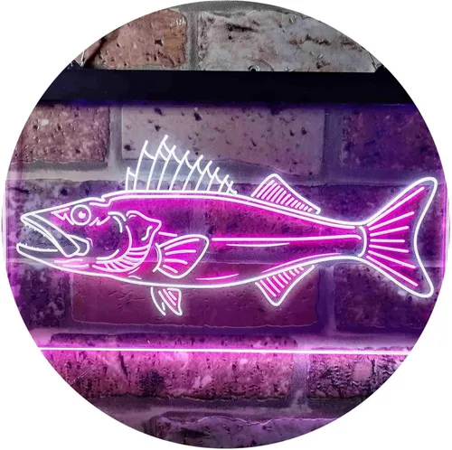 Vista 12 de ADVPRO Walleye Fish Camp Man Cave Dual Color LED Neon Sign Blue & Red 12 x 8 Inches st6s32-i3732-br