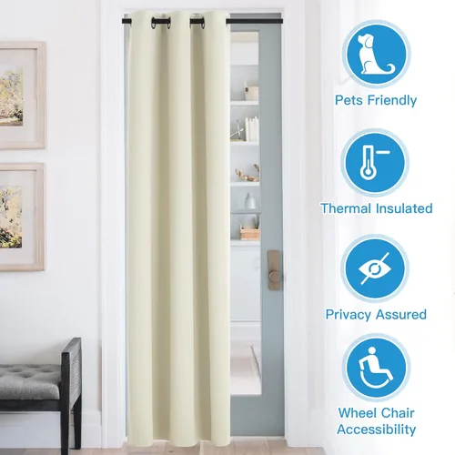 Vista 3 de RYB HOME Cortinas portátiles para puerta con privacidad, cortinas opacas y aislantes térmicas para dormitorio, armario, sala de estar, comedor