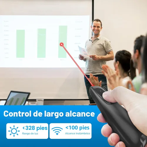 Vista 2 de Clickers de presentación para PowerPoint, clicker para presentaciones portátiles remoto, control remoto inalámbrico USB para presentador, control