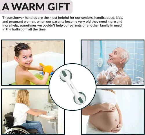 Vista 4 de Mango de ducha de 12 pulgadas, barra de ducha de succión fuerte Barras de seguridad para silla de ducha Barras de apoyo para tinas y duchas