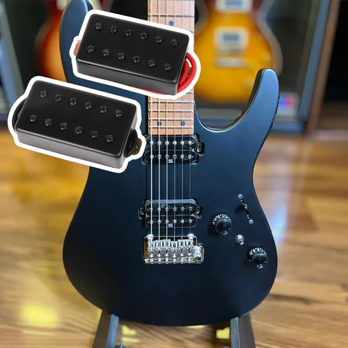 Vista 2 de Yibuy Black 50mm/52mm Bridge & Neck Humbucker Pickups Set for Electric Guitar Set of 2