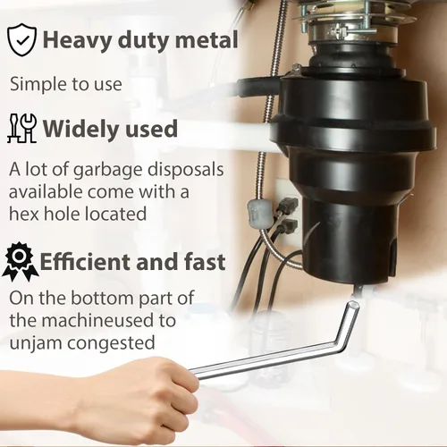 Vista 6 de Llave de eliminación de basura, herramienta Allen de eliminación de basura, compatible con InSinkErator eliminación de basura