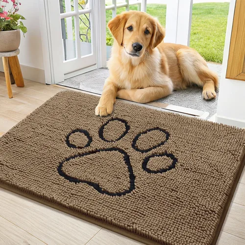Vista 42 de Smiry Tapete para puerta de perro para patas fangosas, absorbente que atrapa la suciedad, antideslizante, de secado rápido, lavable, tapete
