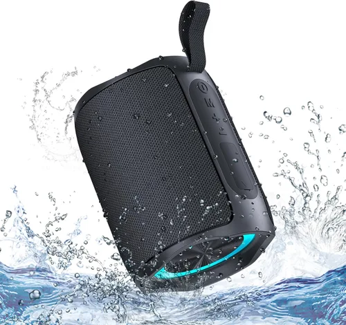 PEICHENG Altavoz, altavoz inalámbrico portátil, impermeable, IPX5, Bluetooth 5.3, sonido estéreo fuerte con luz LED, altavoces TWS adecuados para