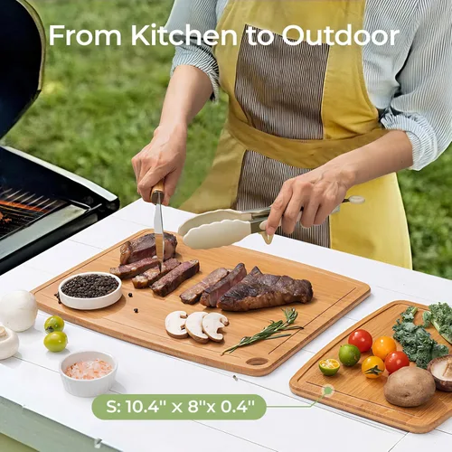 Vista 5 de Keechee Tablas de cortar de bambú aptas para lavavajillas, tabla de cortar de madera duradera y ligera para cocina ocupada, fácil almacenamiento