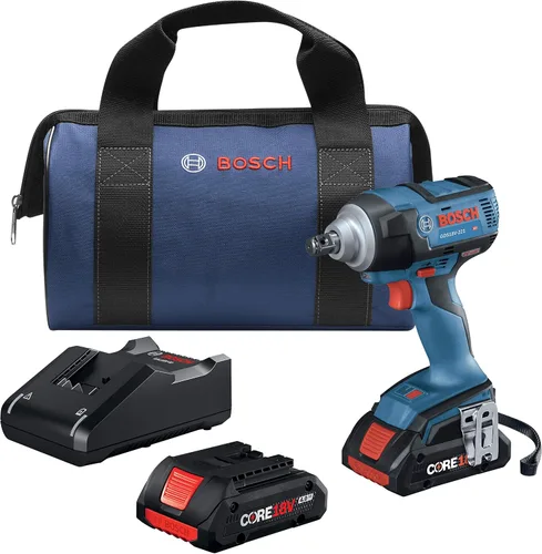 Bosch GDS18V-221B25 18V EC Kit de llave de impacto sin escobillas de 1/2 pulgada con (2) baterías compactas CORE18V 4.0 Ah
