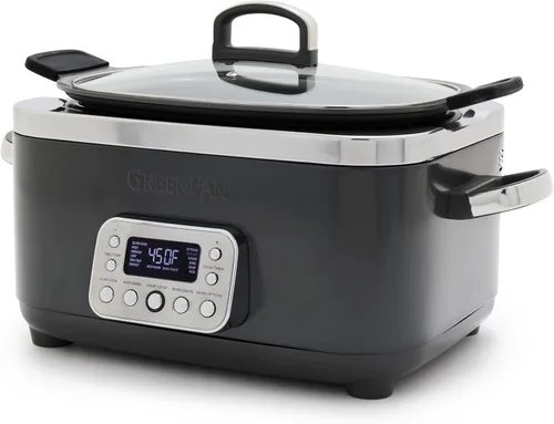 Vista 9 de GreenPan - Olla eléctrica programable Elite de cocción lenta 8 en 1, 6 cuartos de galón, tapa y recipiente extraíbles, sin PFAS, cerámica Verde