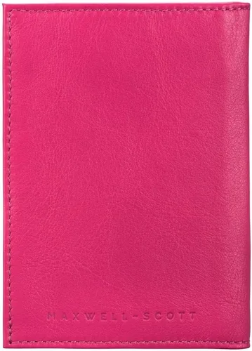 Vista 4 de Maxwell Scott - Funda para pasaporte de piel de lujo, diseño de napa de Prato, hecho a mano en Italia, Rosado, Cartera de viaje