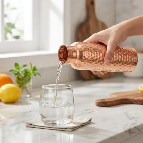 Vista 3 de Botella de agua de cobre puro prémium de 34 oz (1000 ml)