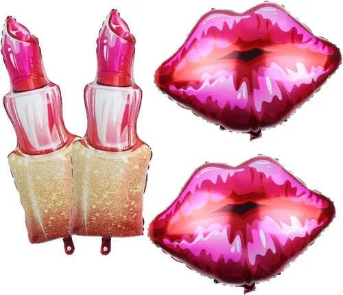 4 globos de labios rojos y labios rojos con forma de beso para cumpleaños, boda, despedida de soltera, decoración del día de San Valentín