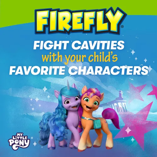 Vista 3 de Cepillo de dientes Firefly Clean N' Protect My Little Pony con cubierta de personaje 3D, cerdas suaves, batería incluida, para niños mayores de 3