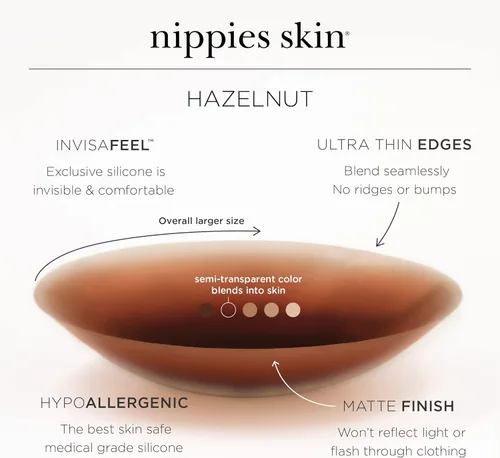 Vista 4 de NIPPIES Fundas de pezón con forro de brasier no adhesivo para mujer, insertos reutilizables de silicona no se muestran con caja de viaje