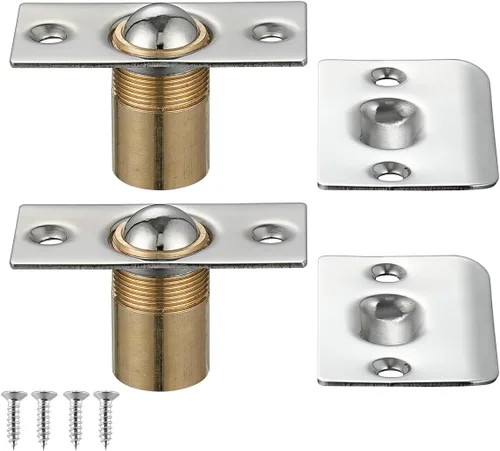 Vista 54 de JQK Herrajes para puerta de clóset, acero inoxidable ajustable con placa de golpeo, bronce antiguo, paquete de 2 unidades, HBC100-QG-P2