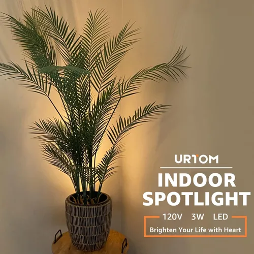 Vista 2 de URTOM Paquete de 2 Luces Puntuales para Interiores, Luces de Acento LED Direccionales de 120V, Focos para Plantas de 3W, Focos de Piso de 3000K