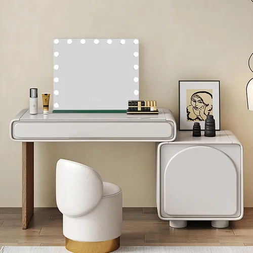 Vista 7 de HOMPEN Hollywood Vanity Mirror Makeup Mirror with Lights, Touch Screen, 3 Color Modes Frameless Tabletop Mirror with 17 Dimmable Bulbs, Green