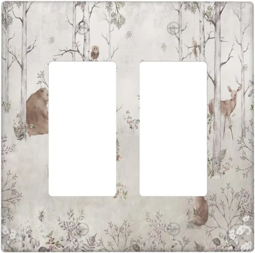 Vista 153 de Placa decorativa para interruptor de luz, diseño bohemio, abstracción, montaña y sol, 2 bandas, 1 palanca, 1 placa de pared dúplex, cubiertas