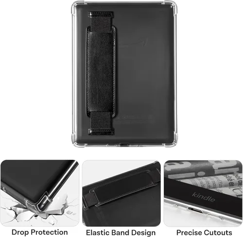 Vista 4 de CoBak Funda transparente para E-Reader de 6 pulgadas 2024 y 2022 (11ª generación) con correa elástica para la mano, funda transparente de TPU suave