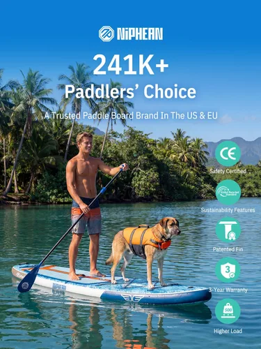Vista 2 de Niphean Tabla de remo inflable (extra grande) para 2+1 personas/familia, capacidad de 500 libras, tabla de remo con accesorios de SUP, tabla de remo