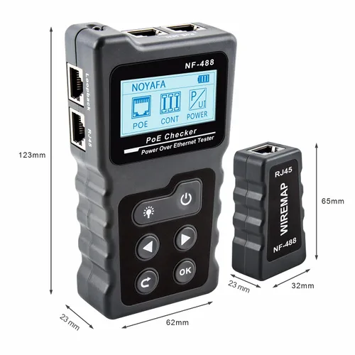 Vista 8 de NOYAFA NF-488 - Probador de cable POE para alimentación sobre Ethernet, comprobación de continuidad de cable de red, detector de bucle invertido POE