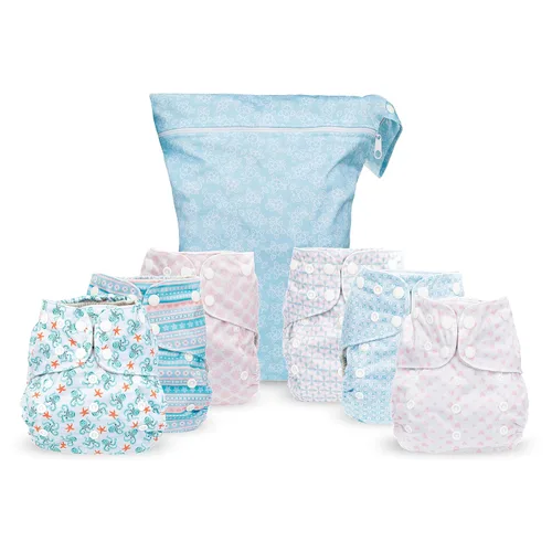 Vista 10 de Simple Being Pañales de tela reutilizables, doble refuerzo, talla única, lavables, suaves, absorbentes, impermeables, ecológicas, unisex, para bebé